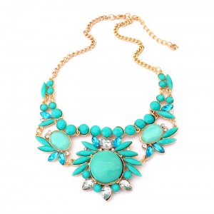 Sweet Colored Flower Embellished Alloy Necklace For Women
